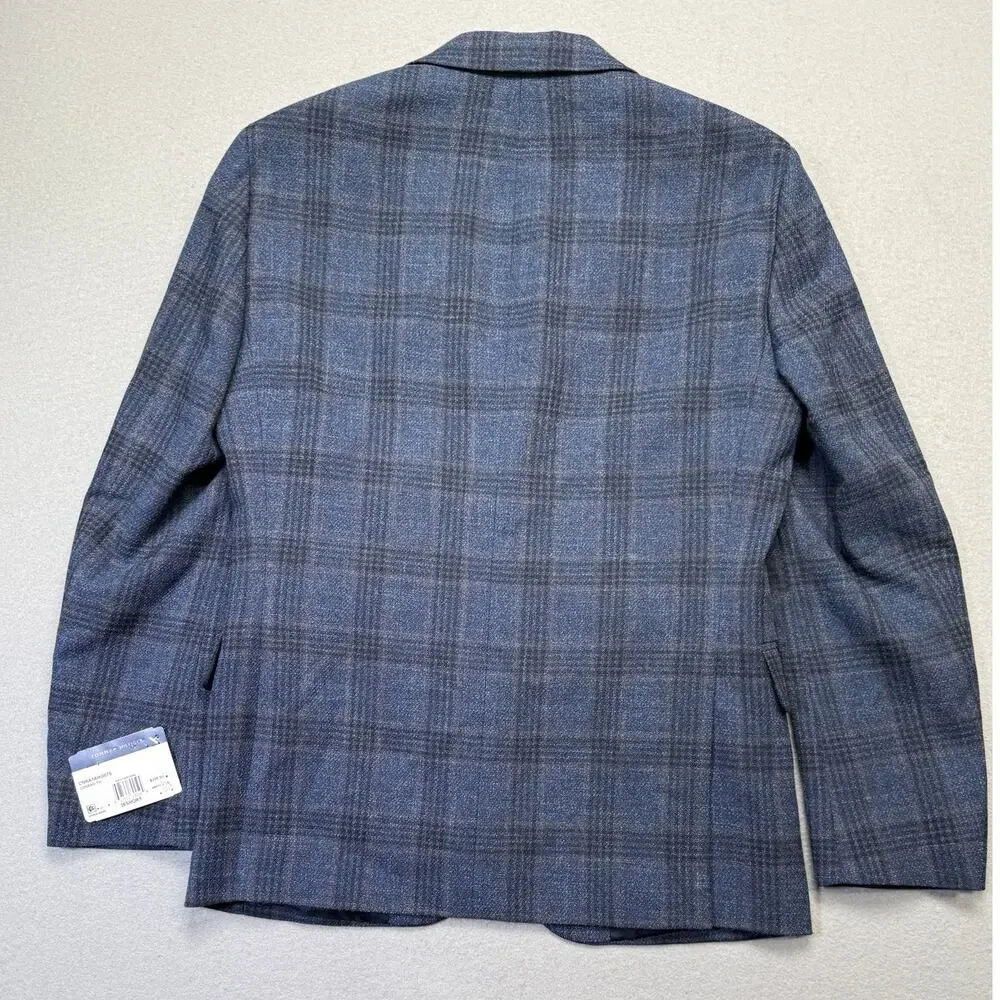 Tommy Hilfiger Men's Modern-Fit Check Sport Coat navy/brown 36S $295